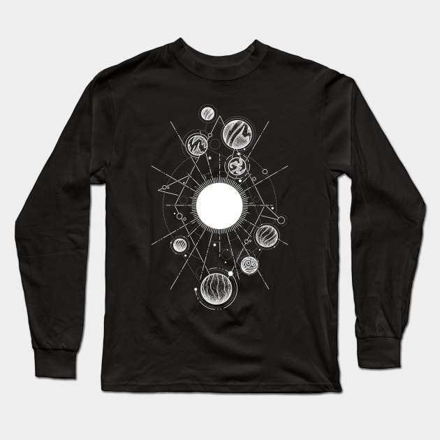 Universe x White Long Sleeve T-Shirt by P7 illustrations 